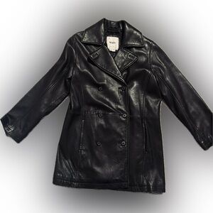 Marc New York Double-Breasted Black Leather Jacket